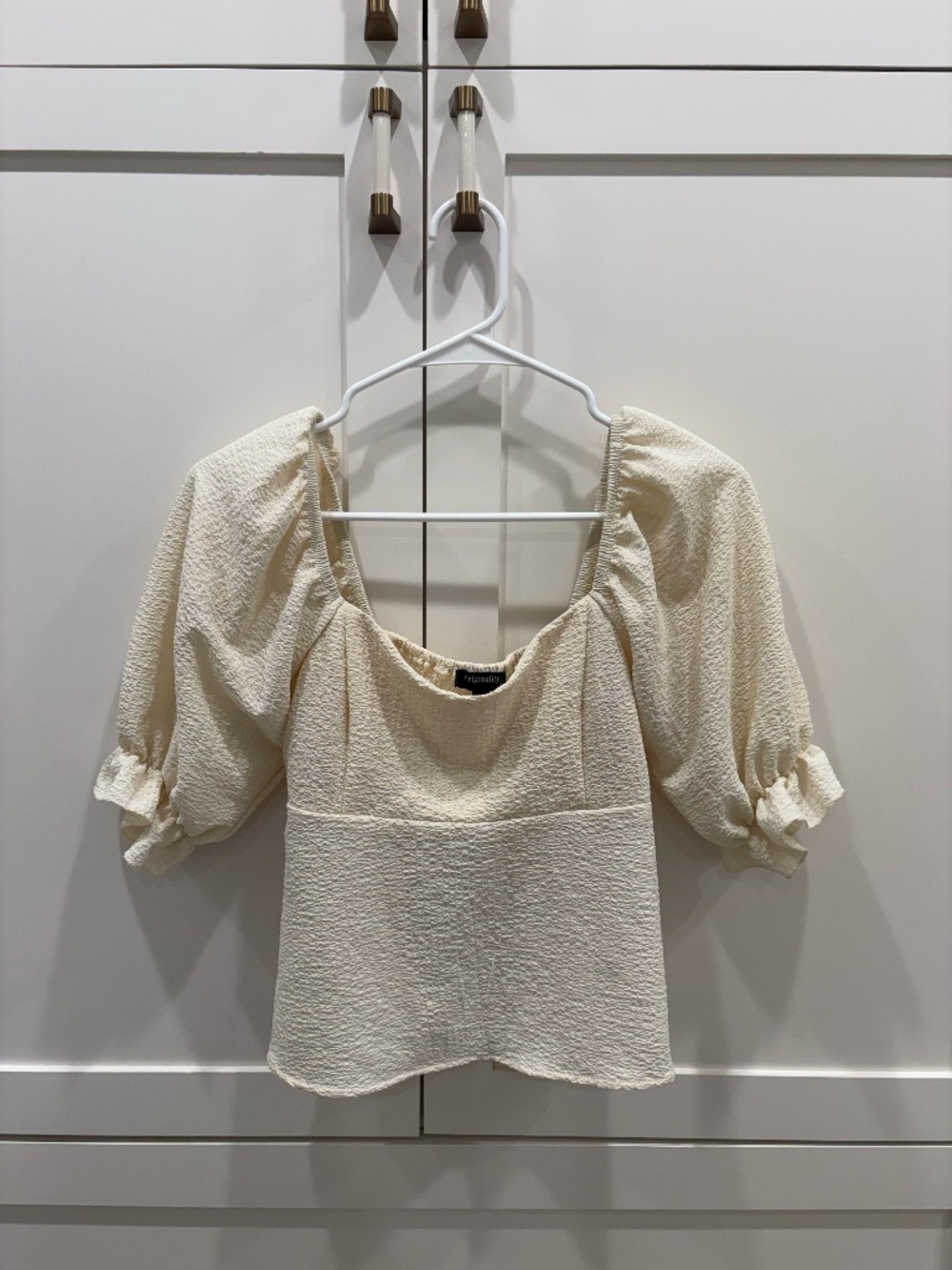 Originality Cream Puff Sleeve Textured Cottagecore Blouse